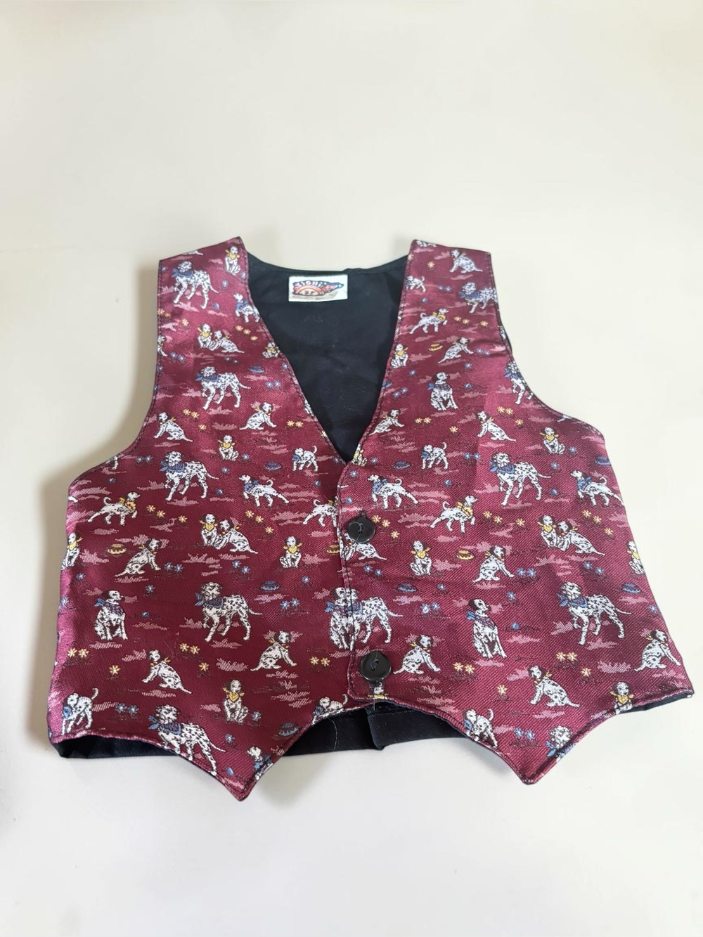 Vintage Ziggy Kids Dog Print Vest Size 3X Burgundy Novelty Waistcoat